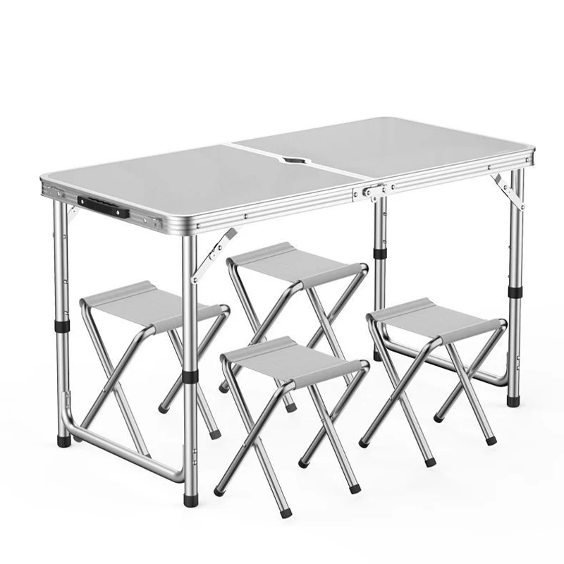 Camping Table Sets Aluminum Foldable Picnic Table and Chair Outdoor Portable 4 Seats Folded Structure Modern