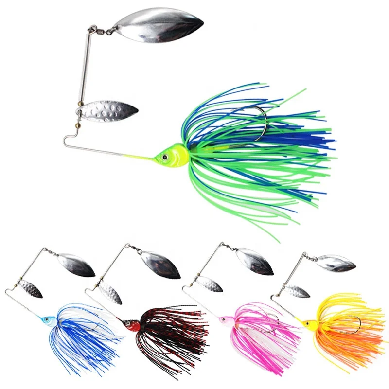 High quality Heavy Duty Hard Lure Fishing Pike Bass Double Spinner Willow Blade Spinnerbait