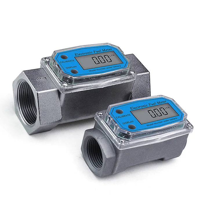 Digital Flow Meter Pulser Turbine Flowmeter with High Precision for Oil Diesel Fuel Water Electronic Flow Meter with LCD Display