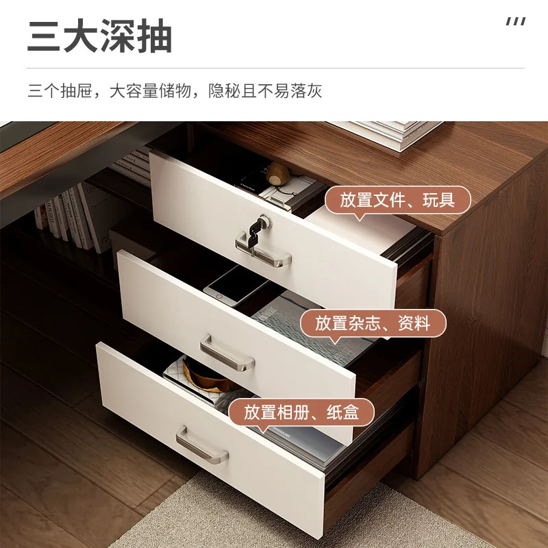 A simple desk, a desktop computer desk, a modern study desk for students, a simple office  in the bedroom, and a corner writ