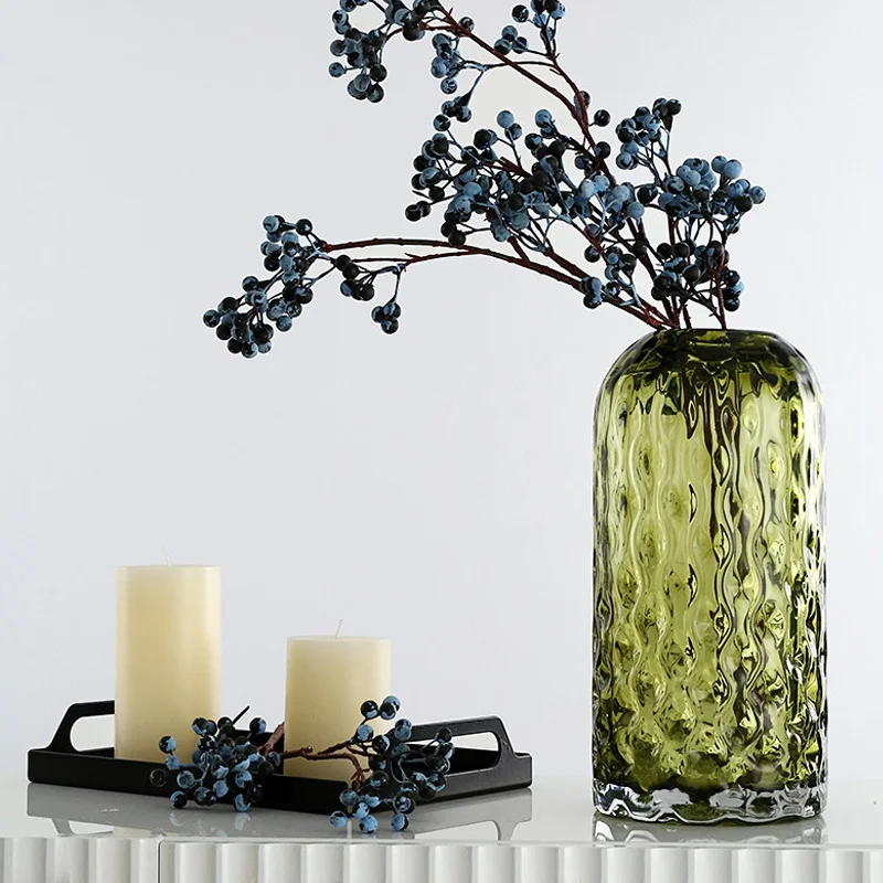 Light Luxury green nordic minimalist living room flower arrangement hydroponic glass vase set wholesale glass vases for wedding