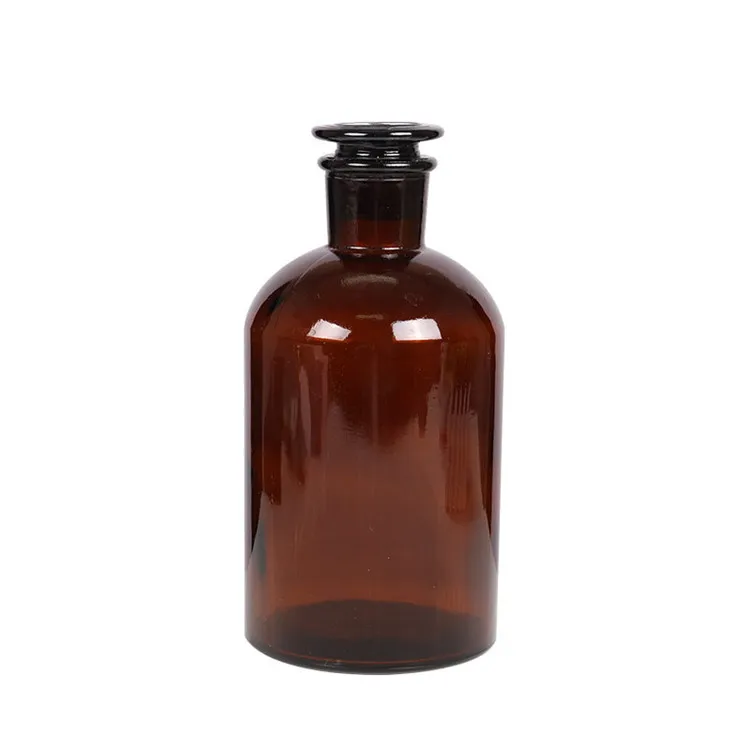 Wholesale 30ml 60ml 125ml 250ml 1000ml amber glass apothecary bottles with stoppers reagent bottle wide narrow mouth