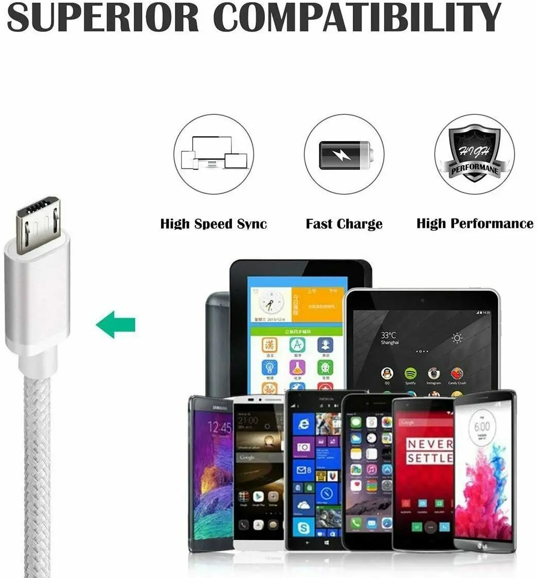 1 м 2 3 сверхмощный нейлоновый Плетеный Micro USB V8 Тип C 8 Pin для IP X 11 12 XS зарядное устройство кабель синхронизации данных и