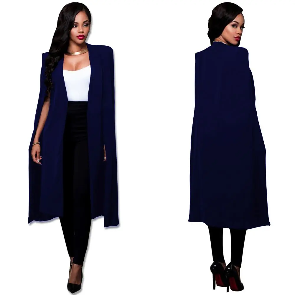 
Latest Autumn Personality Long Women Cloak Trench Coat Plus Size Lady Suit Jacket 
