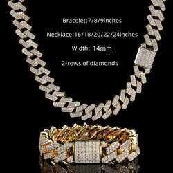 Stock Iced Out VVS Moissanite Cuban Bracelet 925 Silver Bling Moissanite Diamond Cuban Link Chain Hip Hop Men Jewelry Necklace