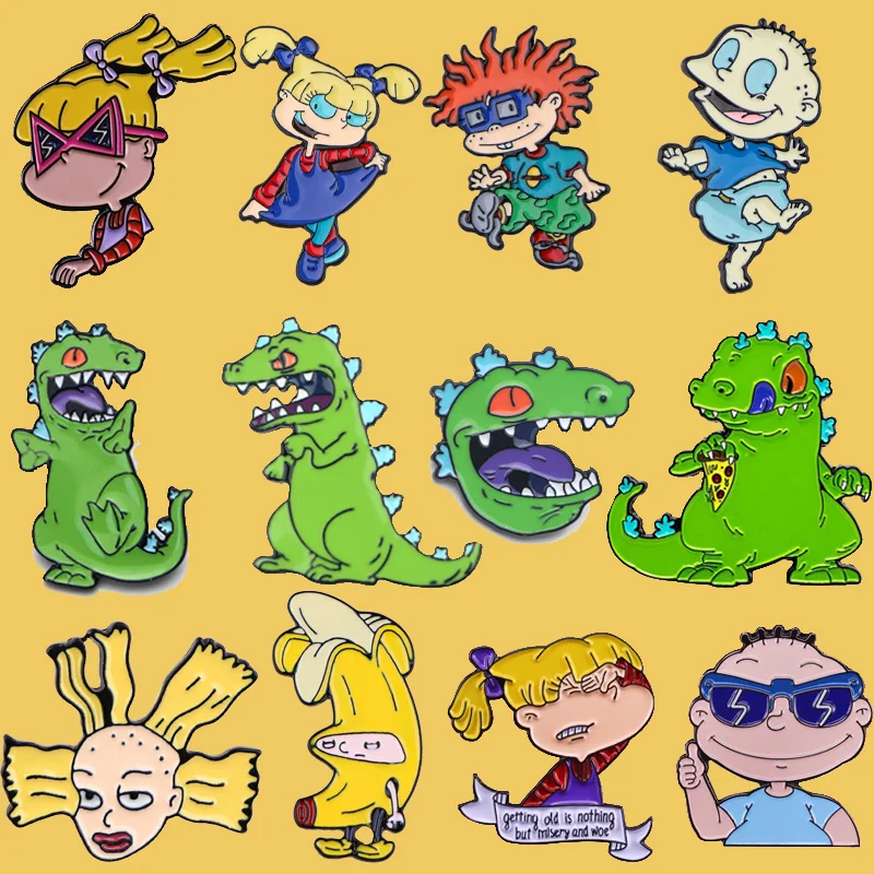 90s Cartoon Funny Anime Figure Enamel Pins Brooch Collecting Dinosaur Lapel Badge Men Women Fashion Jewelry Gifts