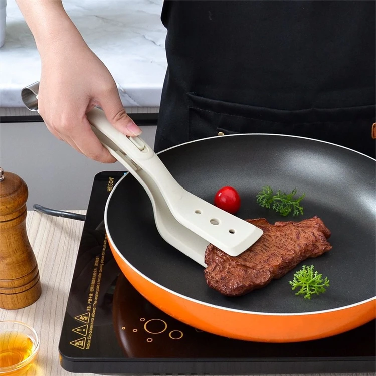 2 in 1 Silicone Clamp Spatulas & Tongs Omelette Spatulas Fried Steak Clamp Flipping Fish Gripper Bread Clip Double Sided Spatula