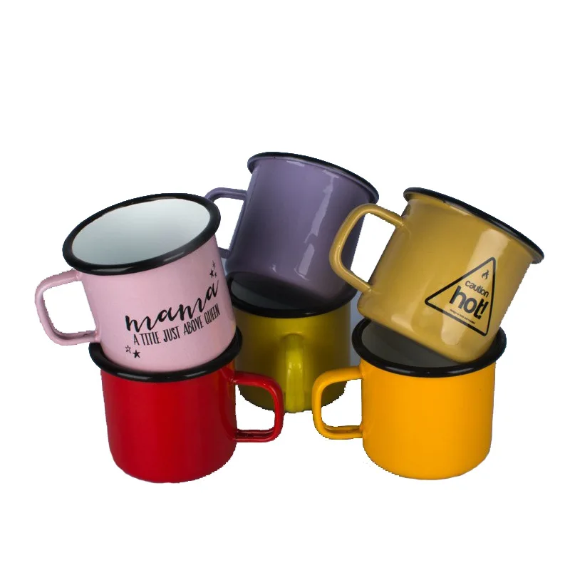 0.5mm Enamel Coated Mug Suppliers Coffee Travel Metal Wine Take Away Cups Mugs Drink Enamelware Enamel Cup Mugs Customizable