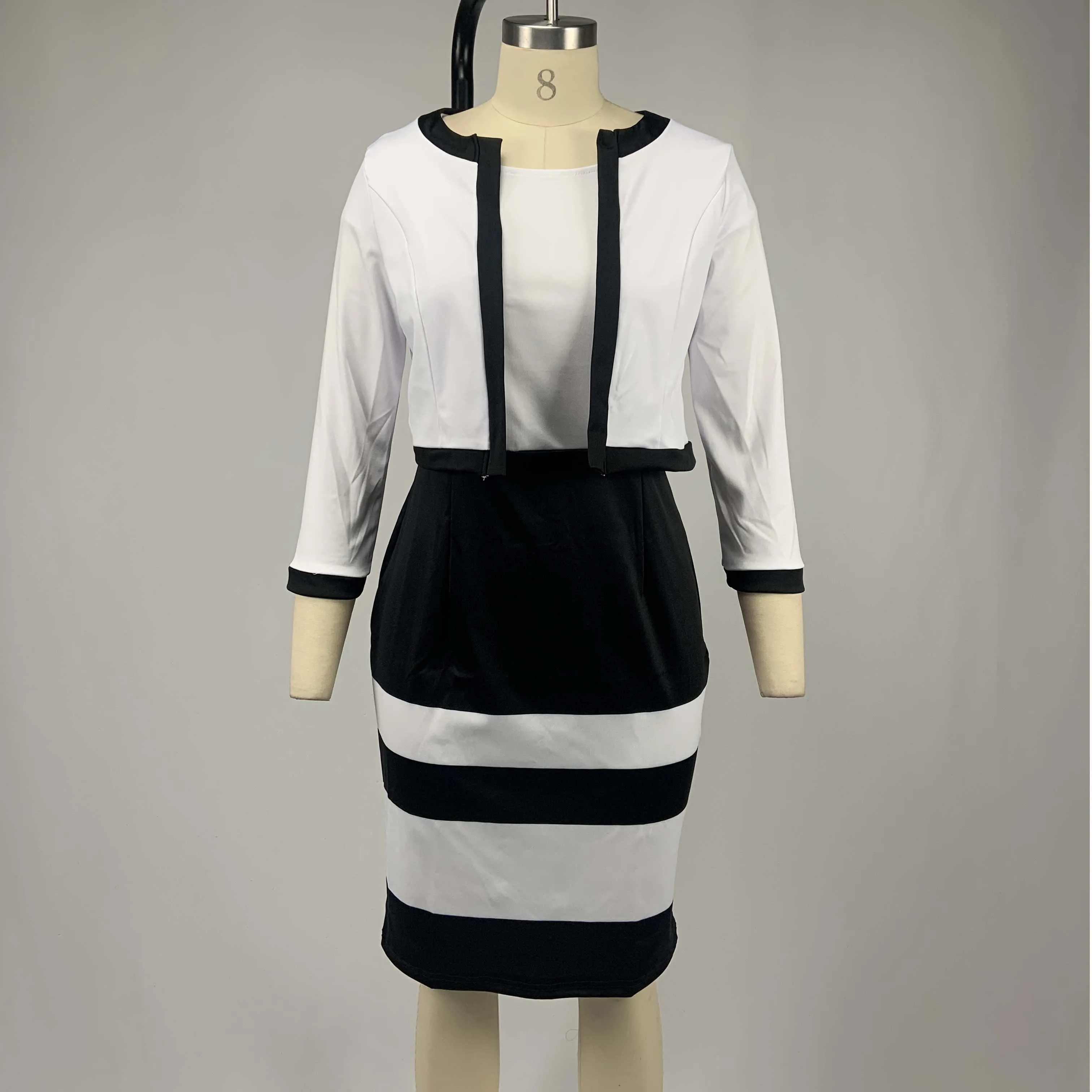 Ready to Ship Fall Office Ladies Dress And Coat Business Two Piece Set Women Pencil Career Dresses