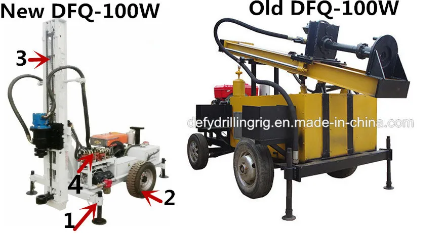 DFQ-100W 100m hydraulic DTH bit geothermal mine drill machine borehole water rock drilling rig