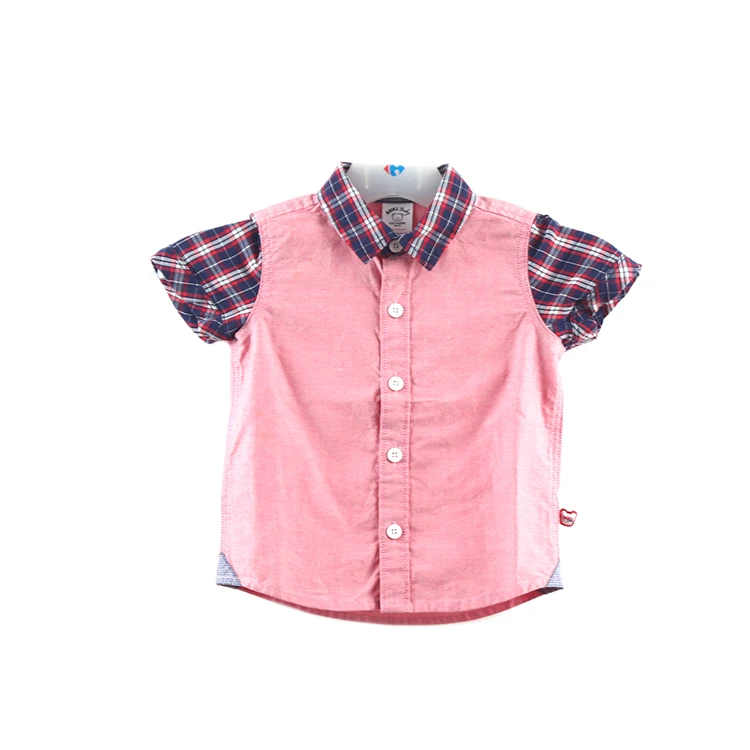 
Hot Sale High Quality Boys Cute Red Linen Short Sleeve Shirt Boy 