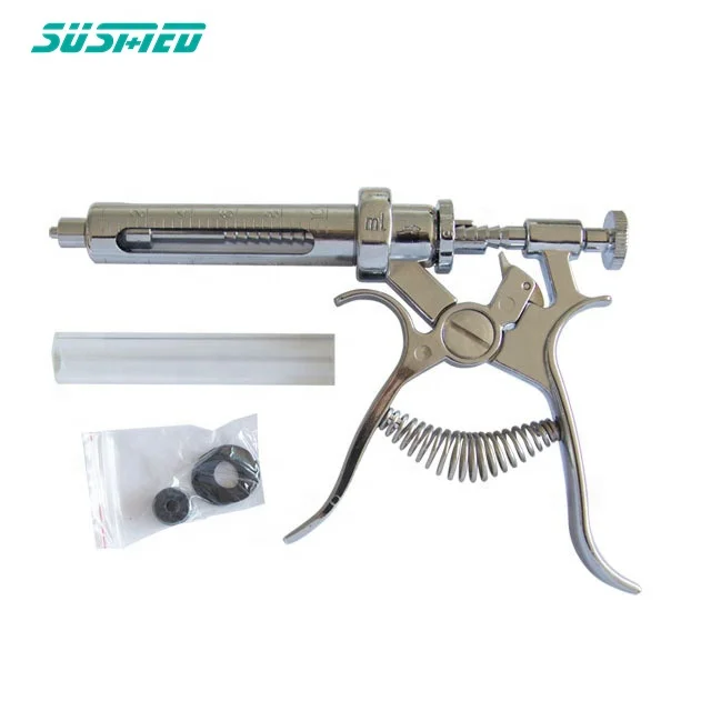 Factory Supply Veterinary Semi-Automatic Metal Syringe Various Capacity Animal Vaccine Injector