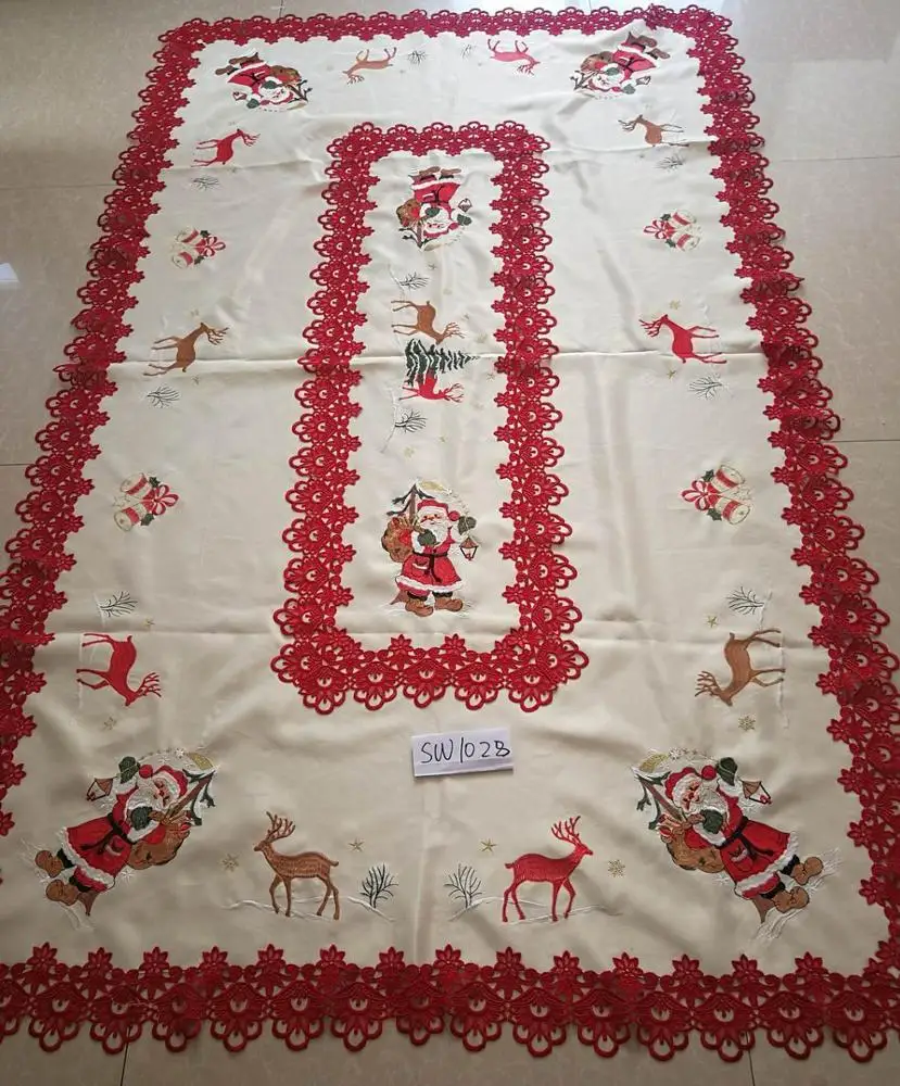 christmas embroidered table cloths with hand cutwork