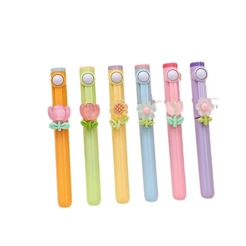 High-value stress relief fluorescent pen flower rotating fun cartoon color pen student marker pen