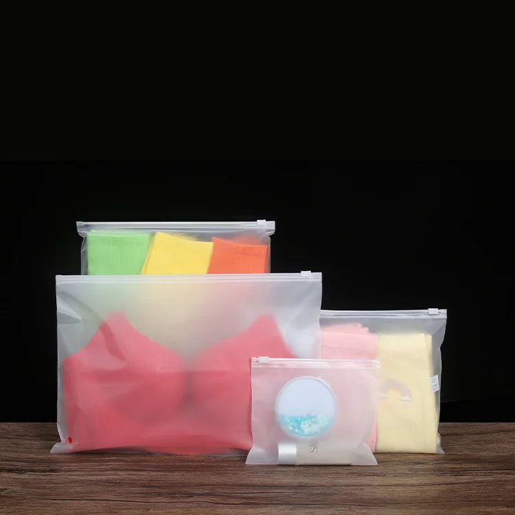 custom recyclable pe bags frosted  zipper top plastic bag ziplock garment bags with zipper