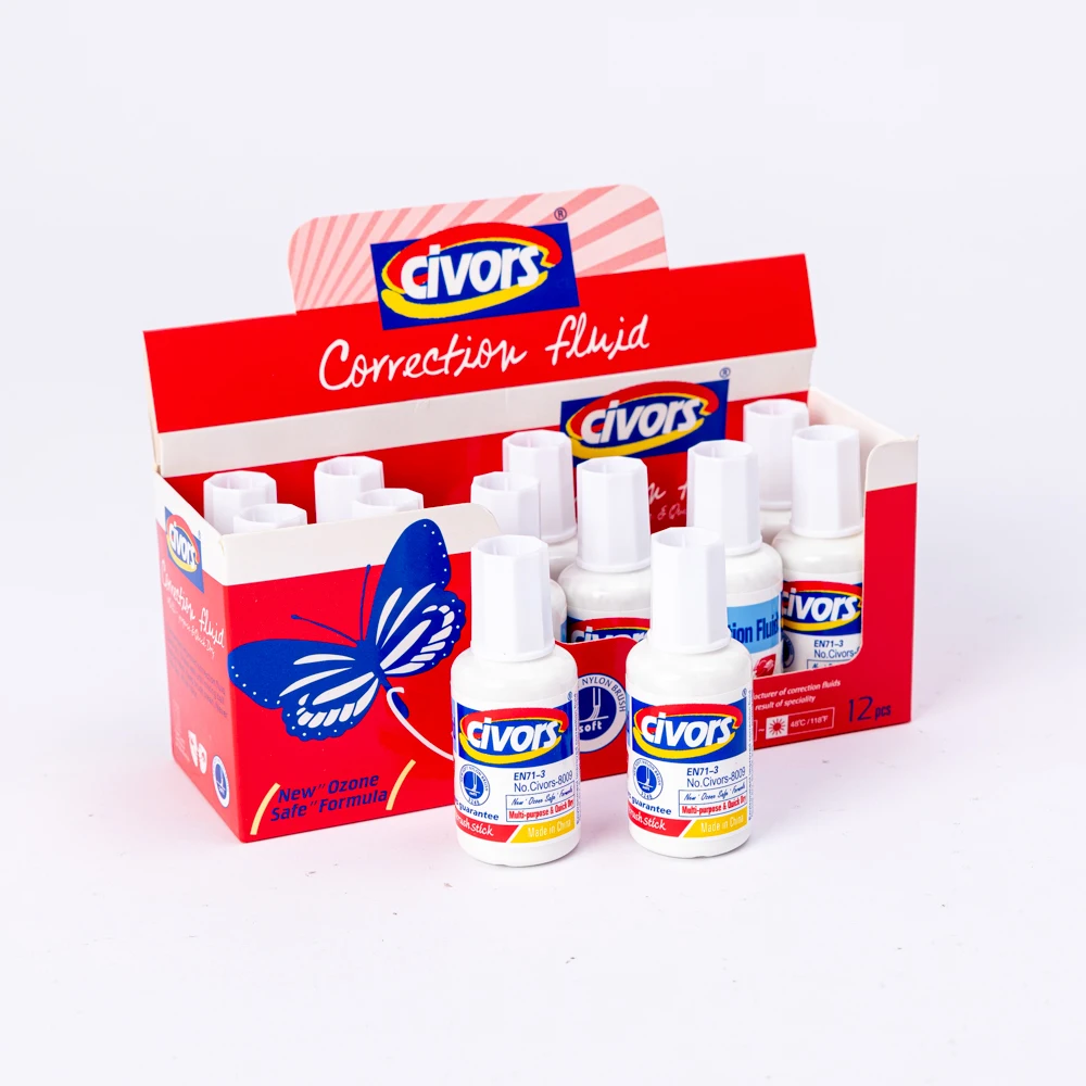 Correction Liquid Pen12ml Quick drying and Cheap Office Mini student Stationery Correction Fluid with Brush