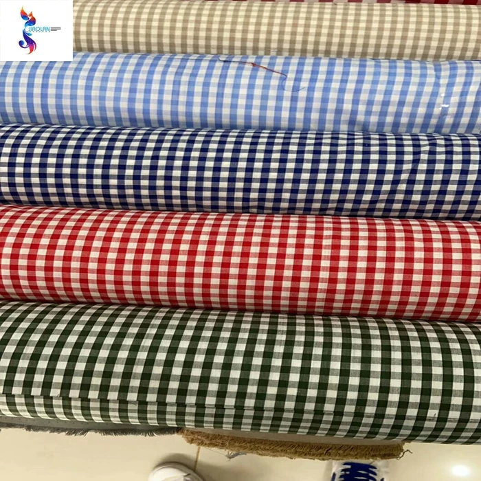 Hot sale good quality 100%cotton yarn dyed checks design shirting stock fabric