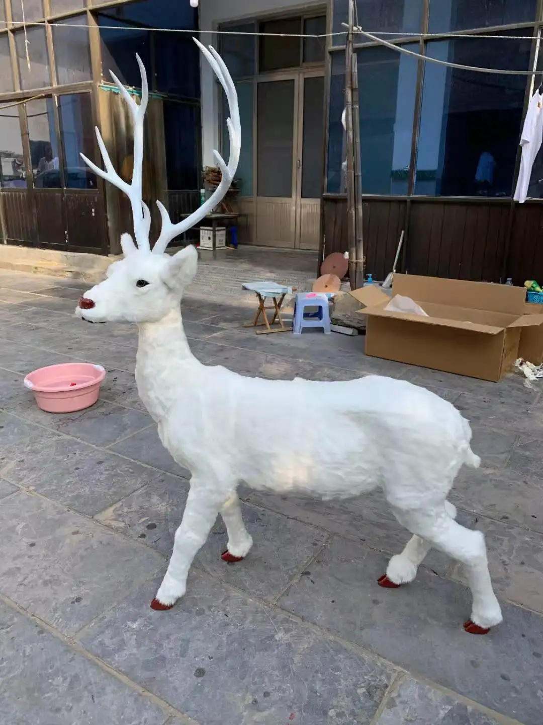 christmas reindeer outdoor decorative white deer realistic plush toy sika deer