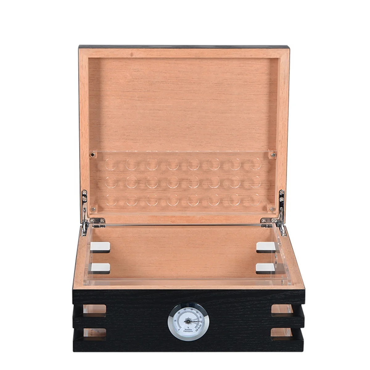 black lacquered wood cigarette case spanish cedar cigar box humidor custom