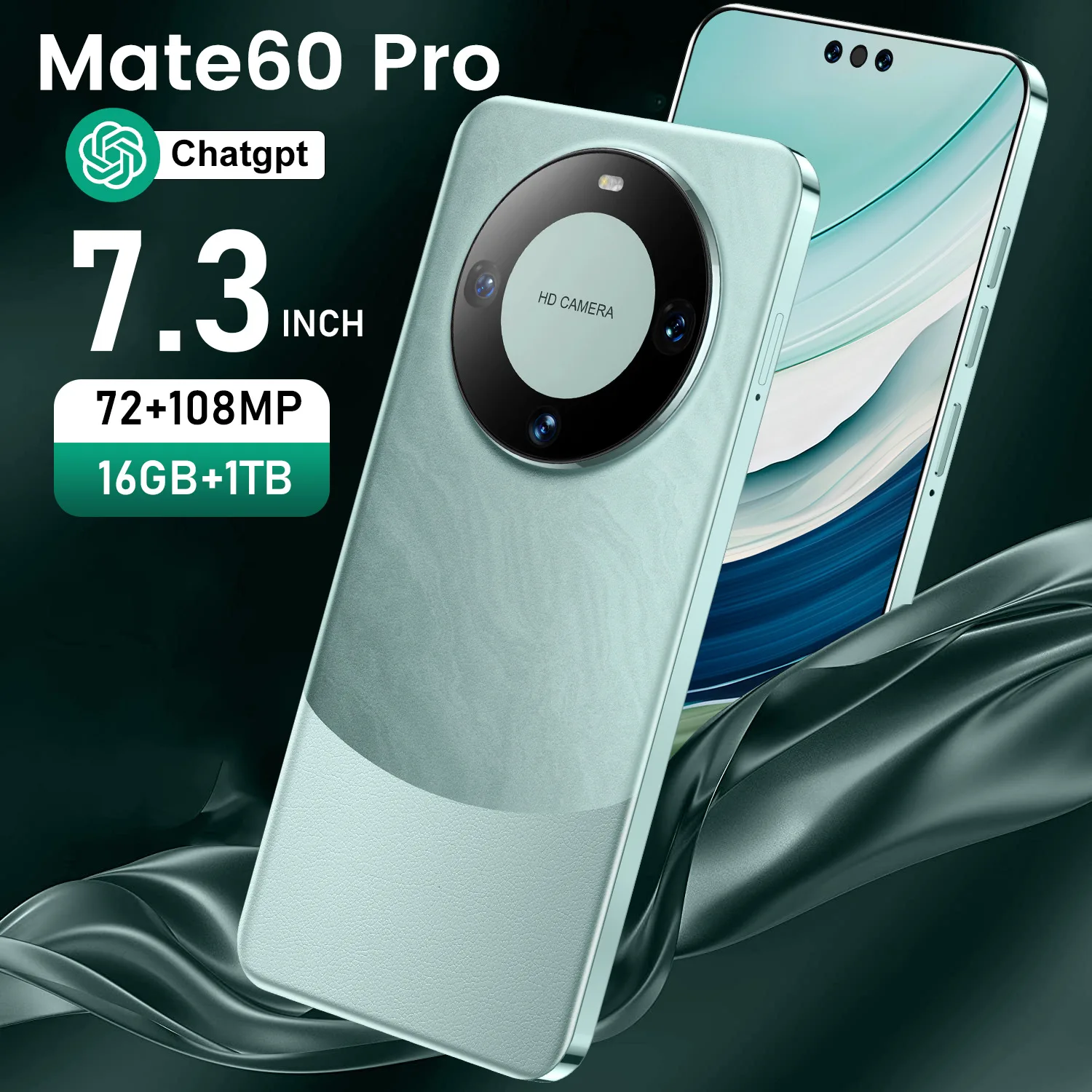 Лидер продаж Mate 60 Pro + оригинальный 16 ГБ 1 ТБ 72 108 МП разблокировка лица полный дисплей Android13 смартфон
