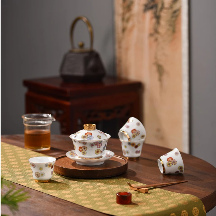 Функциональный сервис oem, экологически чистый изысканный фарфоровый подарок Цзиндэчжэнь, важный высококачественный чайный сервиз, роскошный подарочный набор
