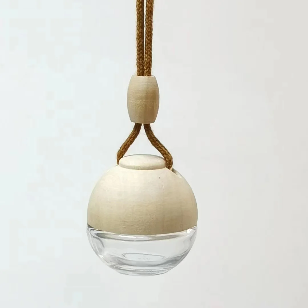 Fashion Design Hanging Empty Glass Bottle  Aroma Auto Car Perfume Smell 5ml round empty bottle