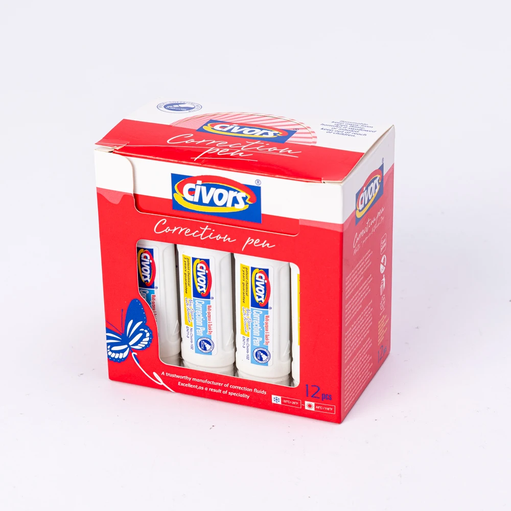 Durable and fast drying student error correction pen, non-toxic metal tip, non slip cover error correction pen