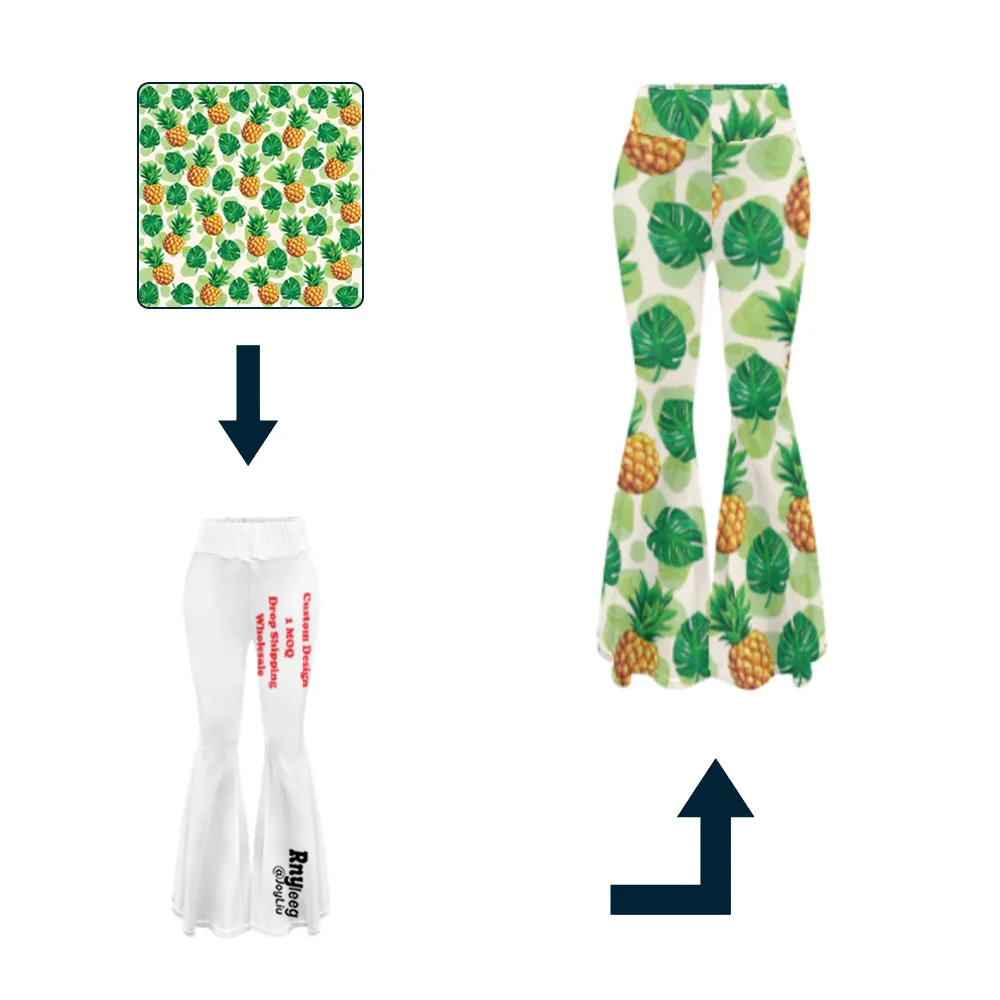 Flare Pants Dropshipping Clothing Women Slim High Waist Print On Demand Leisure Yoga Pant Fashion Lady Heat Transfer Streetwear