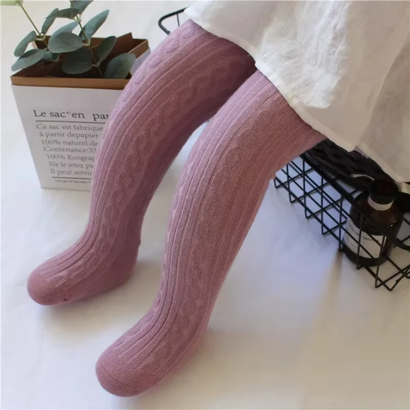 2025 Knitted Twist Cute Cable Knit Cotton Bottom Toddler Kid Girl Ribbed Stockings Baby Pantyhose For Girls