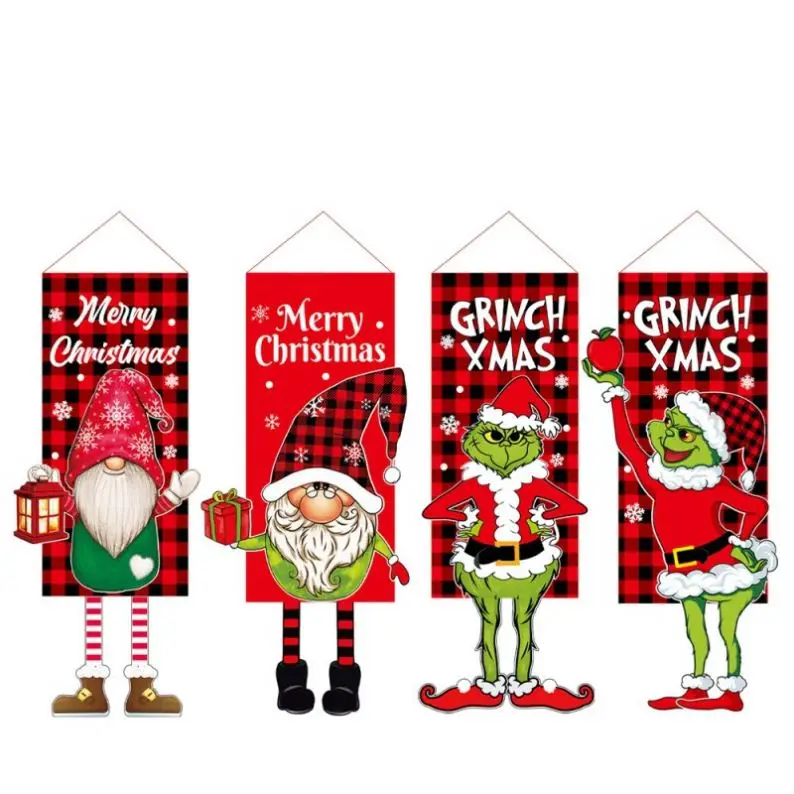 6 Red Winter Farmhouse Yard Outdoor Decoration Double Sided Santa Claus Elf christmas garden flag 0