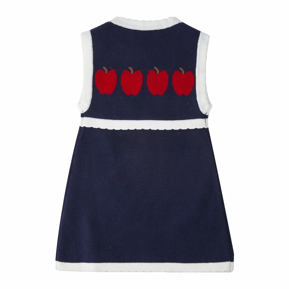 OEM Fashion Cute cotton Sleeveless Knitted Christmas sweater dresses for baby girls