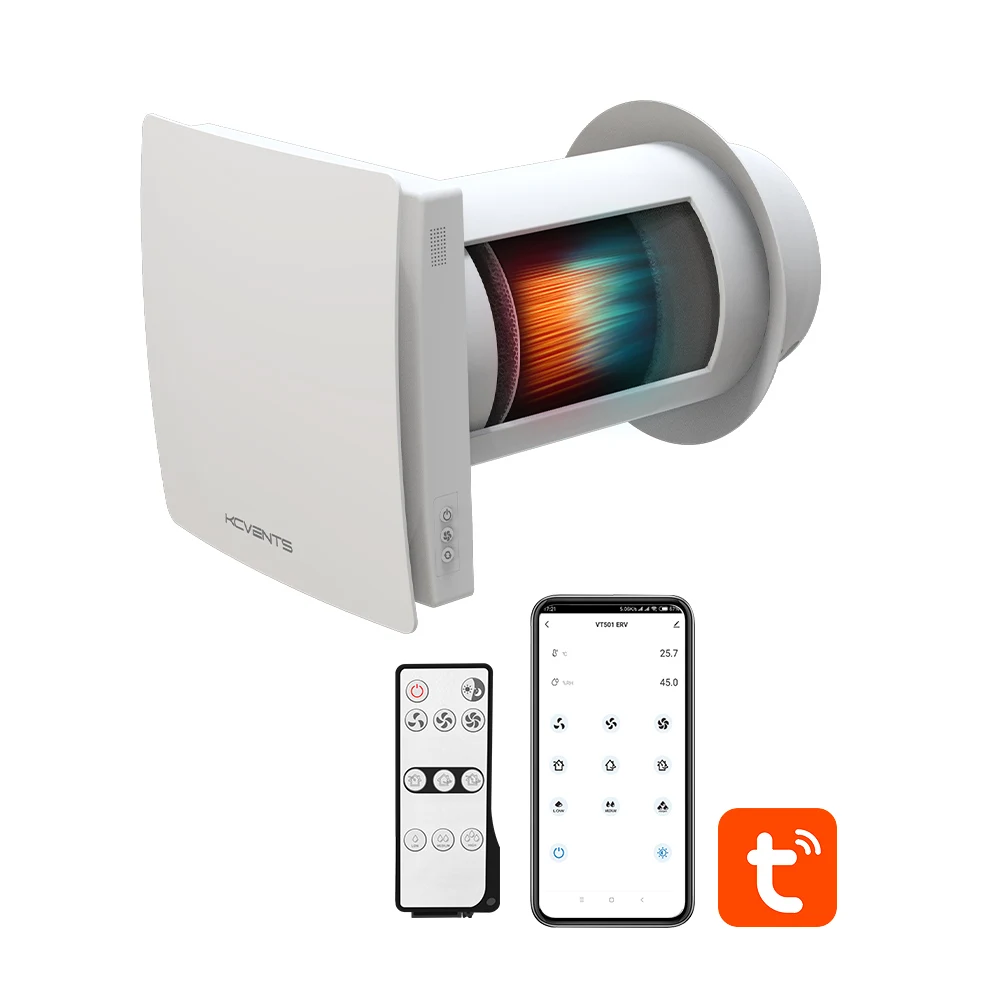 KCvents VT501 Home Use Wall-mounted Heat Recovery Ventilation System With Tuya App Remote Control
