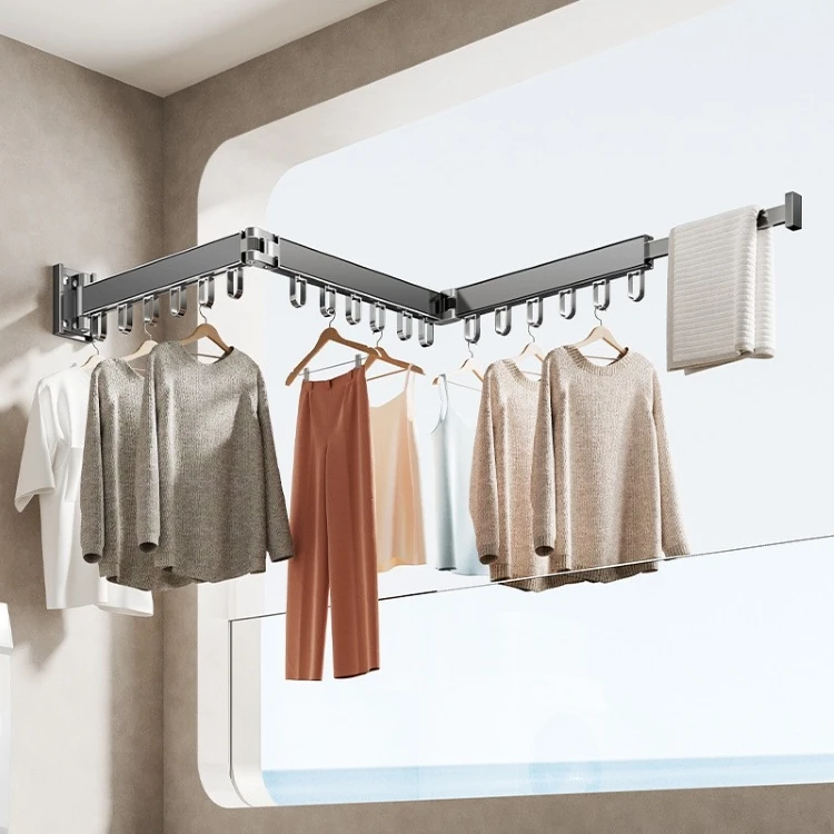 Ermo balcony foldable clothes drying rack wall mounted indoor simple drying clothes rack