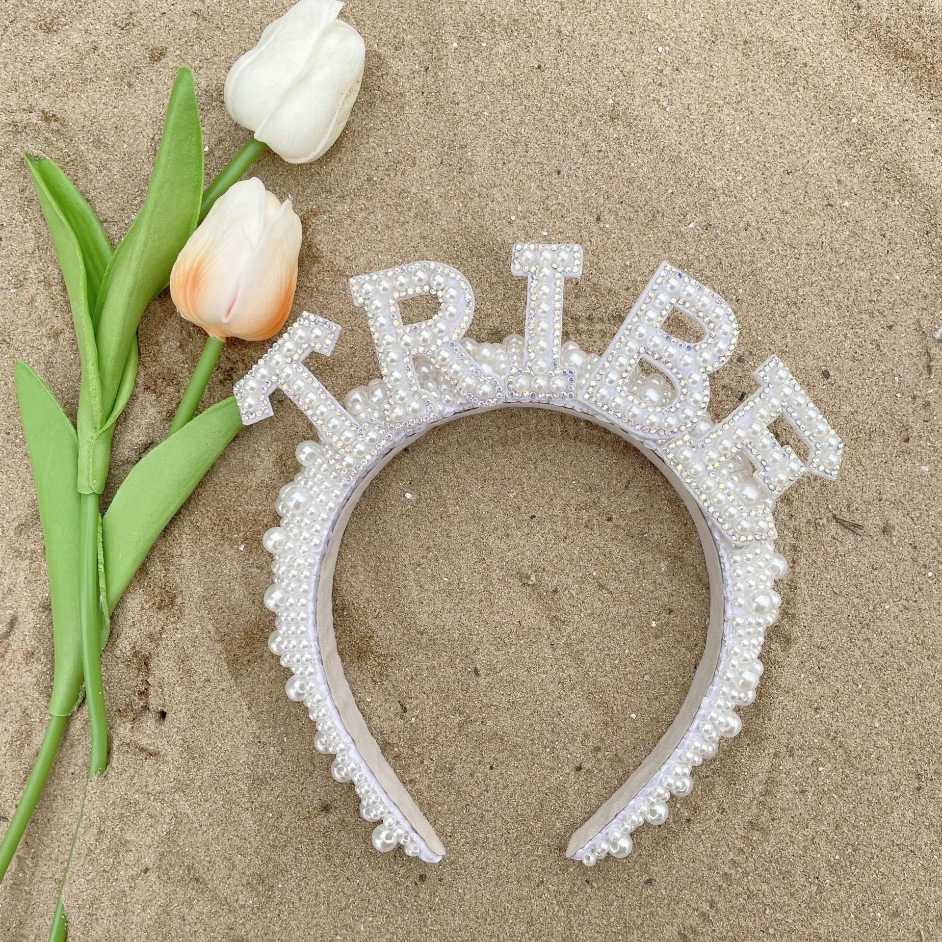 Свадебная повязка на голову с жемчугом