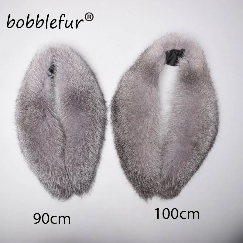 MWFur Silver Fox Hair Collar For Winter Fashion Fox Fur Collar For Women Men Winter Fashion Silver Fox Fur Collar Scarf