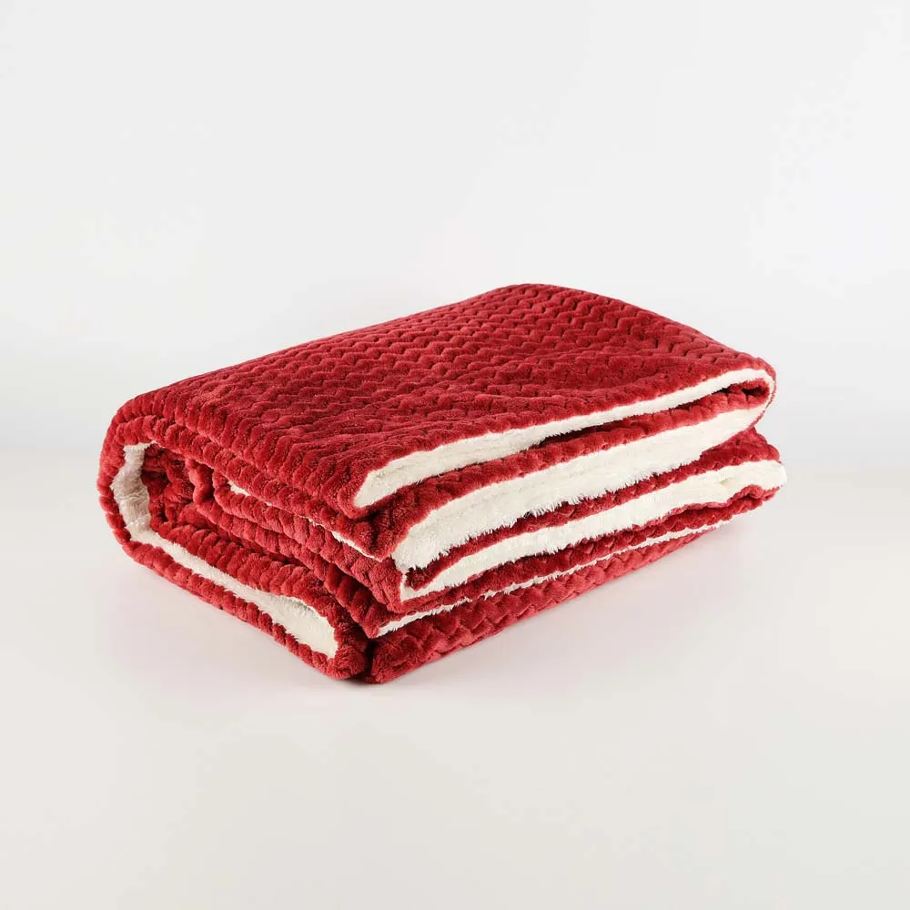 Super Soft Double Layer Sherpa Coral Fleece Blankets Throw Flannel Blanket with Stripe