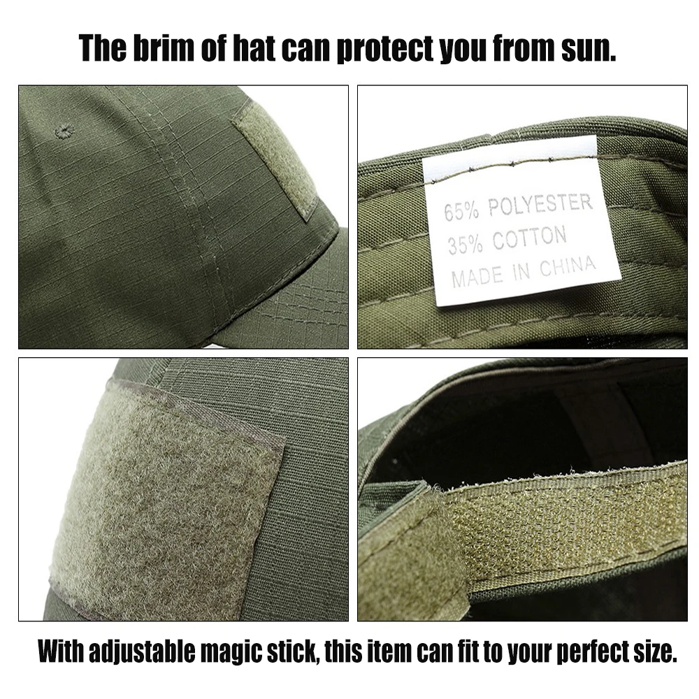 Custom Velcro Patch Outdoor Sports Cap Logo Embroidery Camo Cycling 6 Panels Baseball Caps Hats for Men