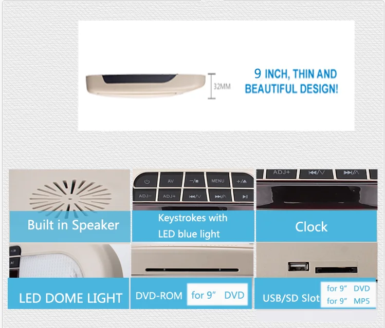 9 Inch Digital Screen Flip Down Monitor Car Roof TV Monitor Bus Screen Rotatable Overhead Monitor