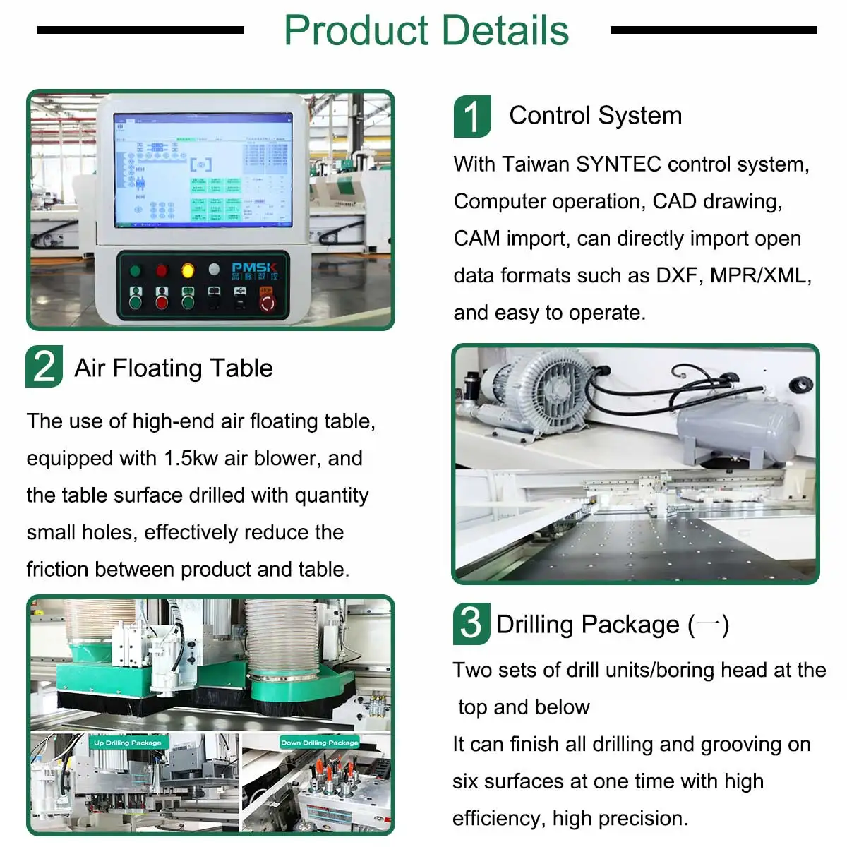 Cabinets Furniture Door Six Side Drill Mill Boring Machine Woodworking Cutting 6 Sides Cnc Wood Drilling Machine For Panel Hole