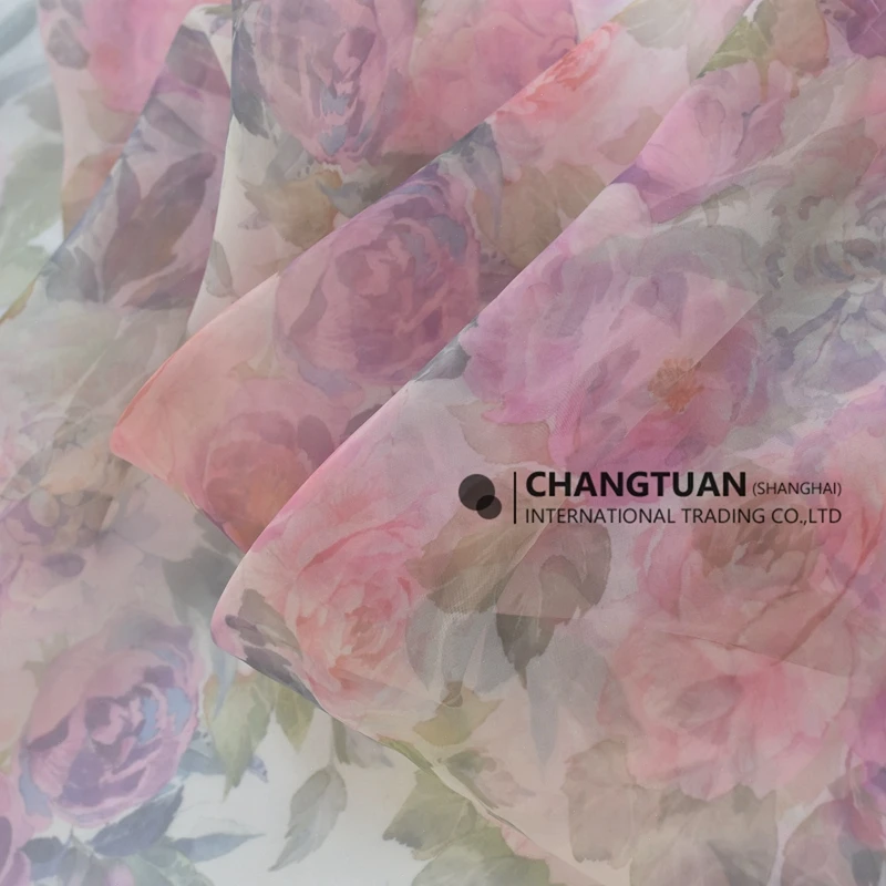 Wholesale Organza Silk Saree Cheap Organza Fabric Floral Printed Organza Dress Material