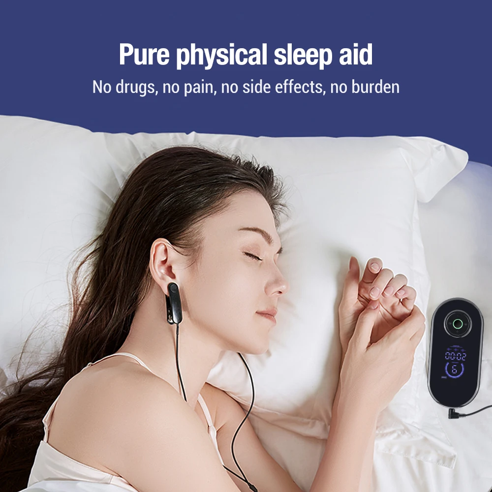 Smart Pulse Therapy Insomnia Anxiety Relief Ear Clips CES Microcurrent Sleep Aid Device