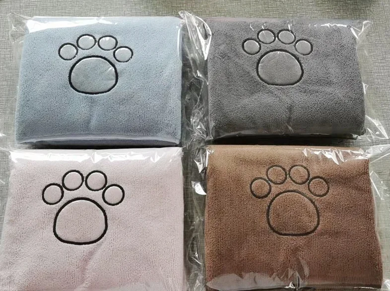 Hot Selling Pets Clean Products Wash Tool Dog-Claw Print Towel Quick Dry Microfiber Towel Bath Wipes Pet Grooming
