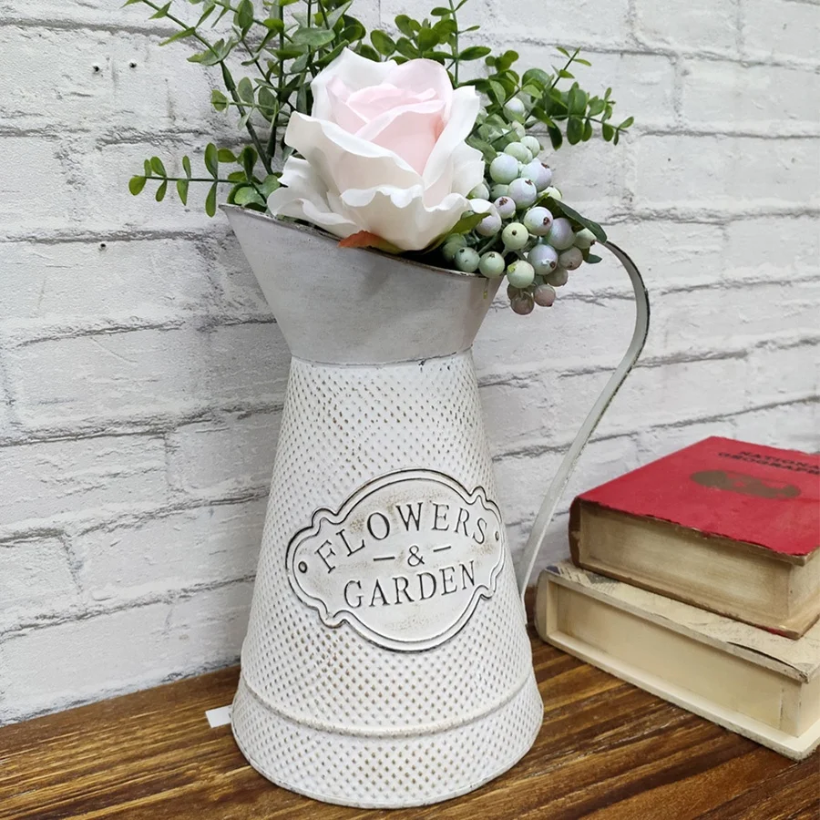 Luckywind Flower Plant Watering Can Wholesale, Rustic Zinc Water Jug Custom White Small Garden Toy Indoor Metal Watering Can