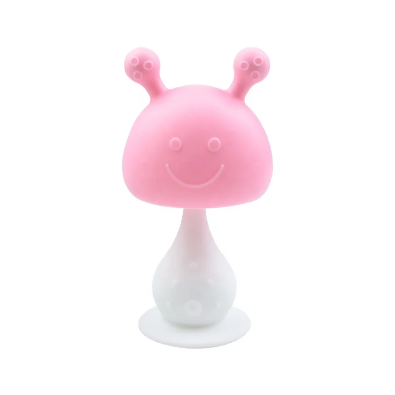 HAPBAY Hot Sale Mushroom Baby Teether Toy 100% Food Grade Rattle Mordeder bebe