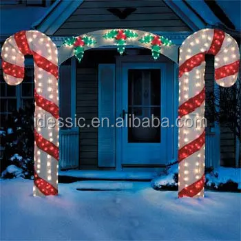 Outdoor LED candy cane archway Christmas lawn displays for commercial residential light decoration
