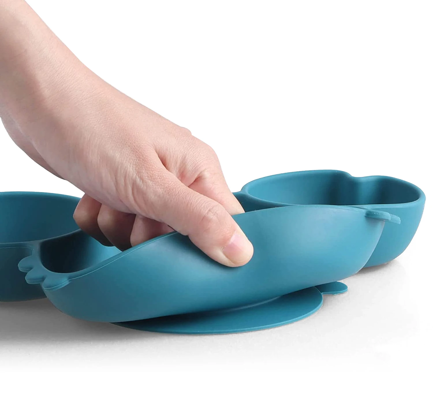 Wholesale Baby Dinnerware Cute Animal Crab Shape Silicone Baby Divided Plate With Suction For Kids