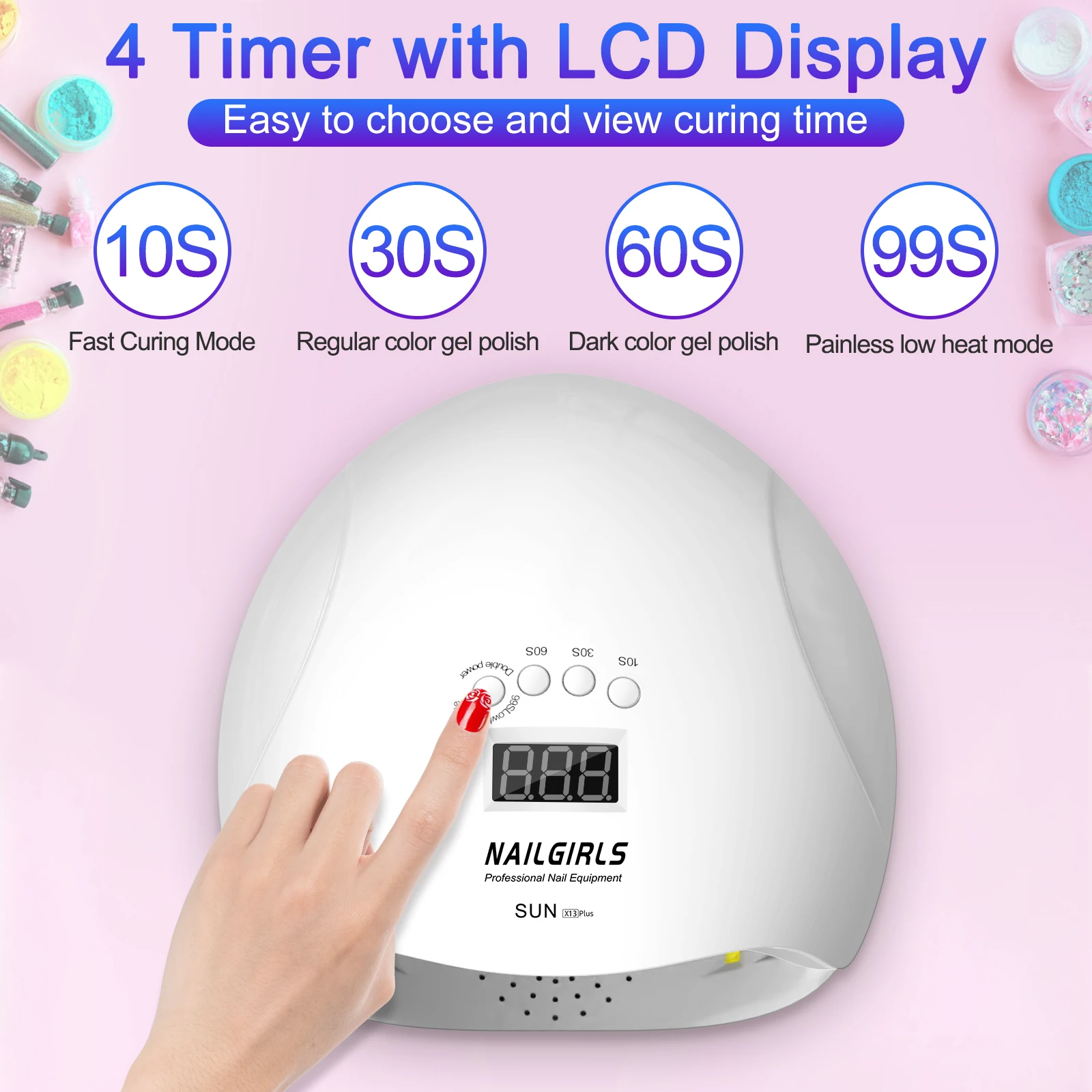 NailGirls профессиональная 150 Вт УФ Светодиодная лампа для ногтей 4 таймера настройки и автоматический датчик сушки отверждения гель-лака дома