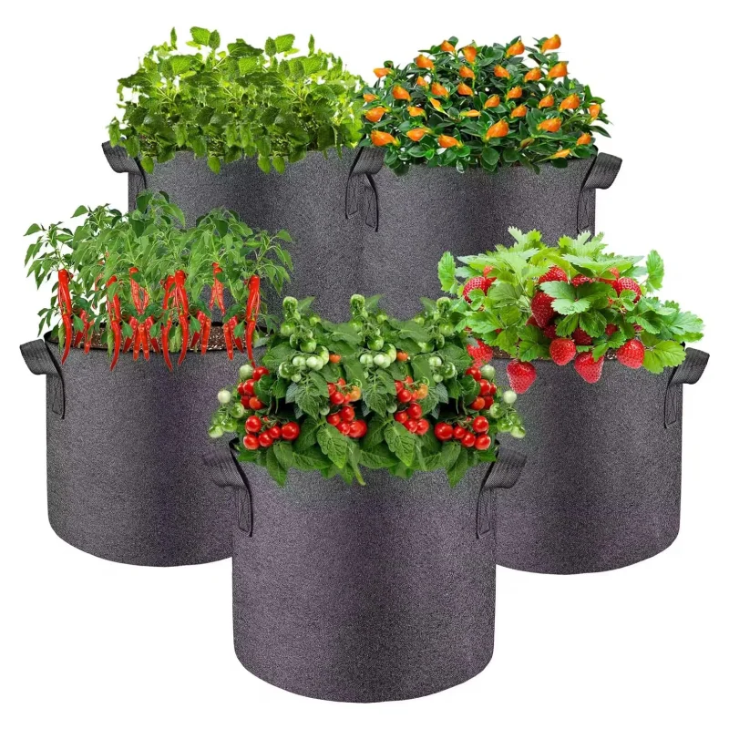 With Handles Breathable Thicken Fabric Plant Pots Fabric Black Pots 7 Gallon Nonwoven Fabric Plant Vegetable Potato Growing Pots
