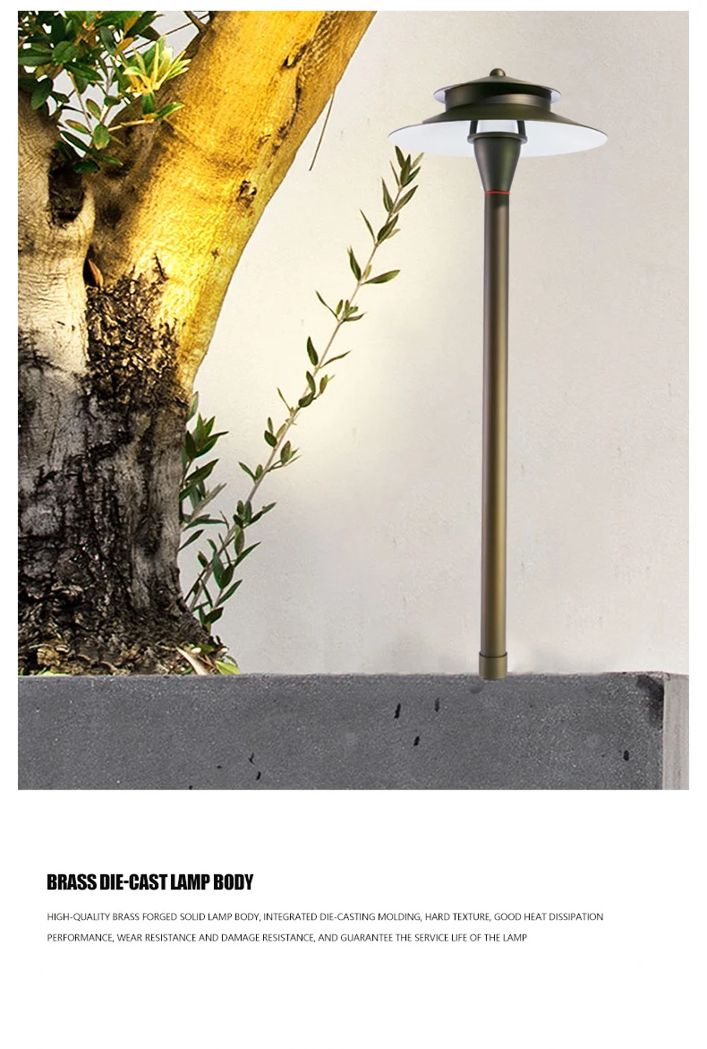 Landscape Lighting Manufacturer Solid Brass Path Light Low Voltage Double Layers Hats Redidential Area Light