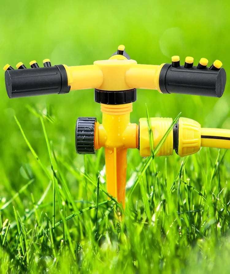 Plastic 360 Automatic Rotary Irrigation Sprinkler Garden Water Sprinkler With Stable Spike